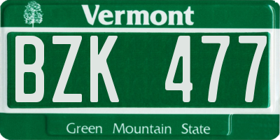 VT license plate BZK477