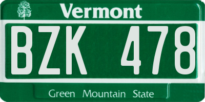 VT license plate BZK478