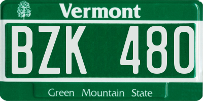 VT license plate BZK480