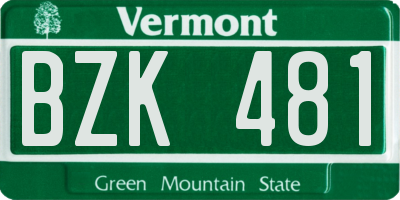 VT license plate BZK481