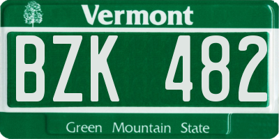 VT license plate BZK482