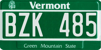 VT license plate BZK485