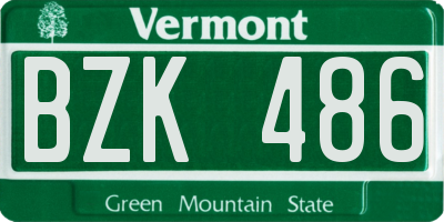 VT license plate BZK486