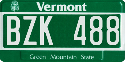 VT license plate BZK488