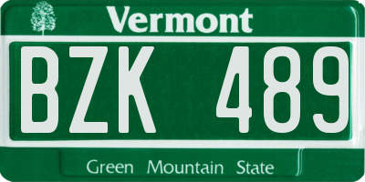VT license plate BZK489