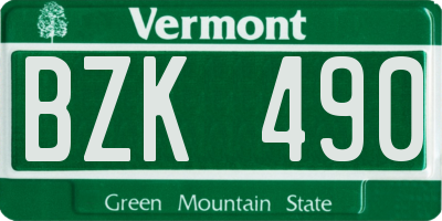 VT license plate BZK490