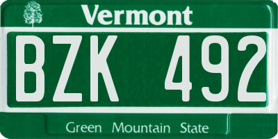 VT license plate BZK492