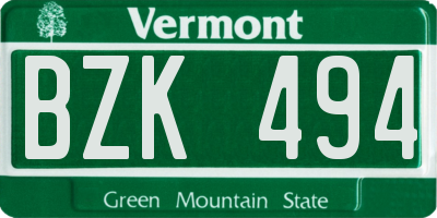 VT license plate BZK494