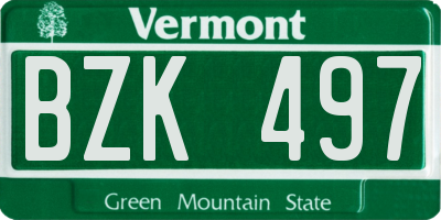 VT license plate BZK497