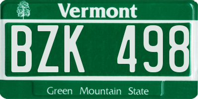 VT license plate BZK498