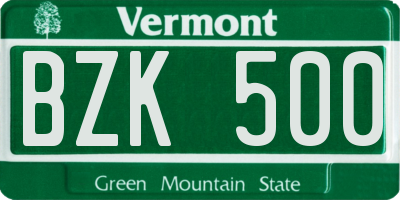 VT license plate BZK500
