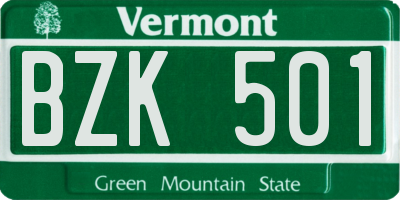 VT license plate BZK501
