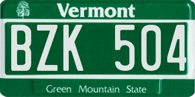 VT license plate BZK504