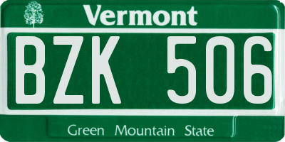 VT license plate BZK506