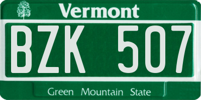 VT license plate BZK507