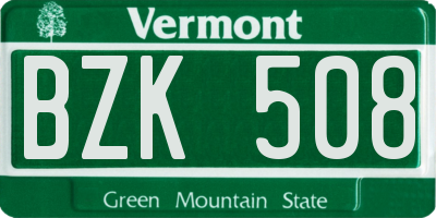 VT license plate BZK508