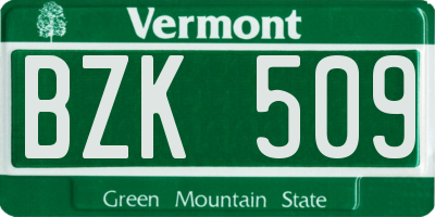 VT license plate BZK509