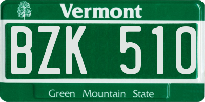VT license plate BZK510
