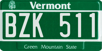 VT license plate BZK511