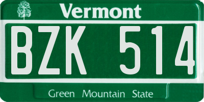 VT license plate BZK514