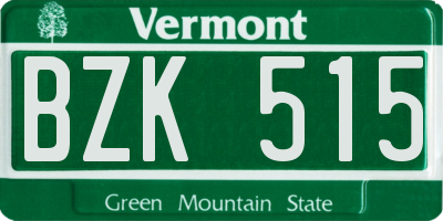 VT license plate BZK515