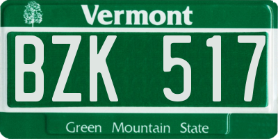 VT license plate BZK517