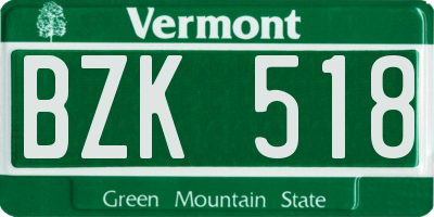 VT license plate BZK518