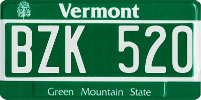 VT license plate BZK520