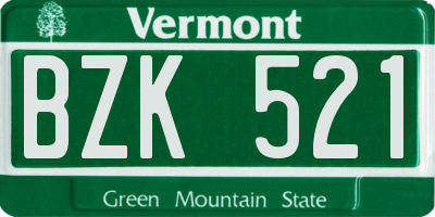 VT license plate BZK521