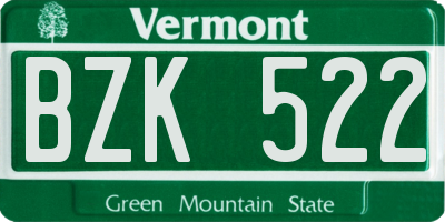 VT license plate BZK522