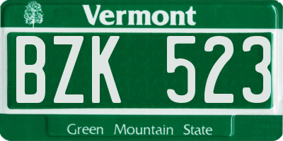 VT license plate BZK523