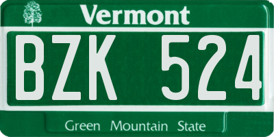 VT license plate BZK524