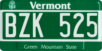 VT license plate BZK525