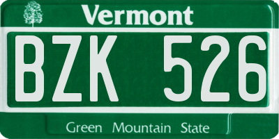 VT license plate BZK526
