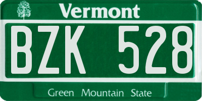 VT license plate BZK528