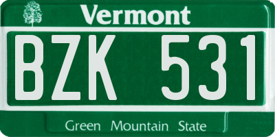 VT license plate BZK531