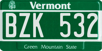 VT license plate BZK532