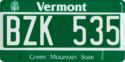 VT license plate BZK535