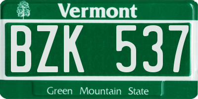 VT license plate BZK537