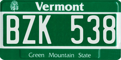 VT license plate BZK538