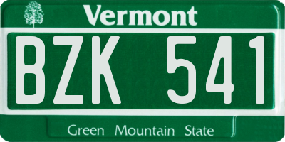 VT license plate BZK541