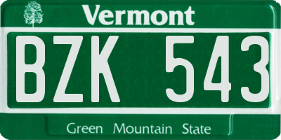 VT license plate BZK543