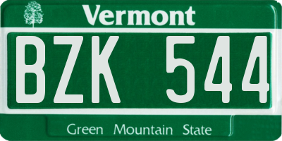 VT license plate BZK544