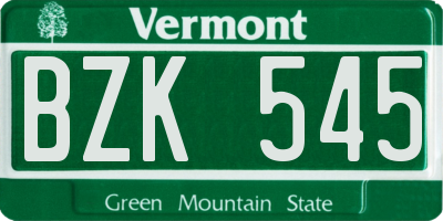 VT license plate BZK545