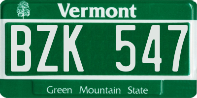 VT license plate BZK547