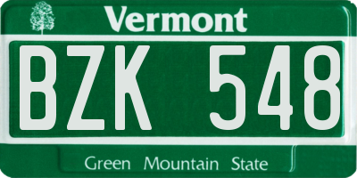 VT license plate BZK548