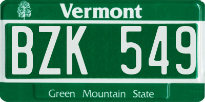 VT license plate BZK549