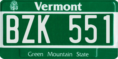 VT license plate BZK551