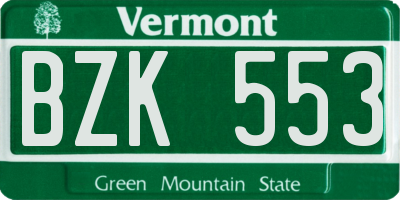 VT license plate BZK553