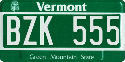 VT license plate BZK555